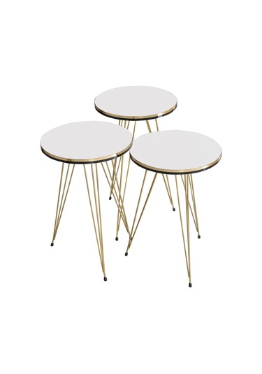 Zigon Sehpa Çift Gold Krem Tel (503659053)