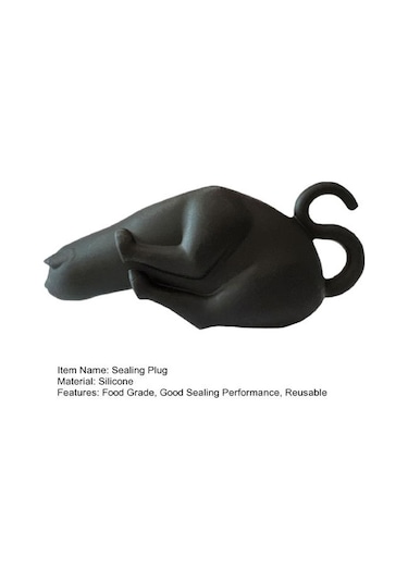 Şarap Şişesi Tıpası Yeniden Kullanılabilir Gıda Sınıfı İyi Sızdırmazlık Performansı Sızdırmaz Silikon Güzel Kedi Şişe Sızdırmazlık Fişi Ev Tedarik Siyah