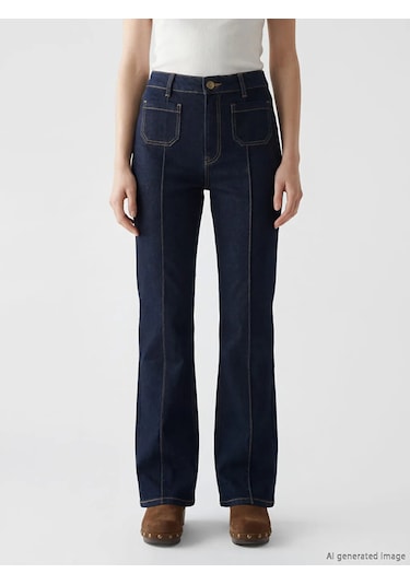 Lc Waikiki Lacivert Petite Flare Kadın Jean Pantolon