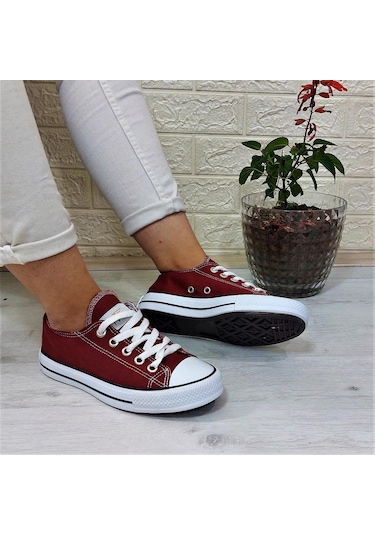Fiyra 554 Bordo Kısa Unisex Sneaker Keten Spor Ayakkabı 001