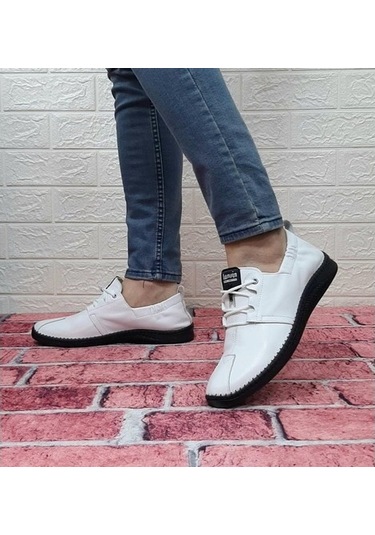 Voyager 5146 Beyaz Içi Dışı Hakiki Deri Ortapedik Erkek Günlük A