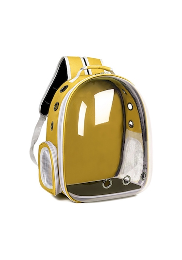 Samdoo Kedi Taşıma Çantası - Şeffaf Uzay Kabinli,透气li, Çift Omuzlu, Evden Dışarı Taşımak İçin Pratik Pet Aletleri - Sarı