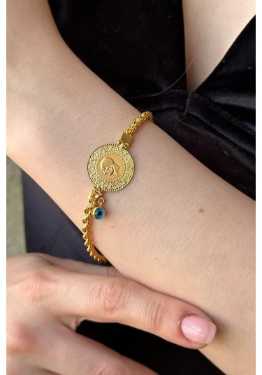 Zümrüt Sarraf 14 Ayar Altın Halat Zincirli Çeyrekli Bileklik Sarı Altın