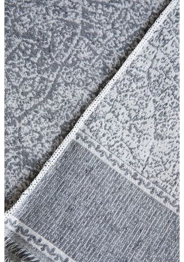 Merlin Pamuklu Saçaklı Koltuk - Çekyat Örtüsü 170x220 - Gri Gri