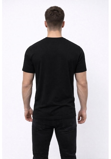 Axxel Erkek Siyah Kısa Kollu Bisiklet Yaka T-shirt-d677 Siyah