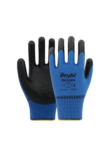 Pn Zebra Polyester Örme Nitril Eldiven 10 Beden 12 Çift