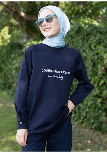 Mayovera Tesettür Eşofman Üstü- Not Hidden Lacivert