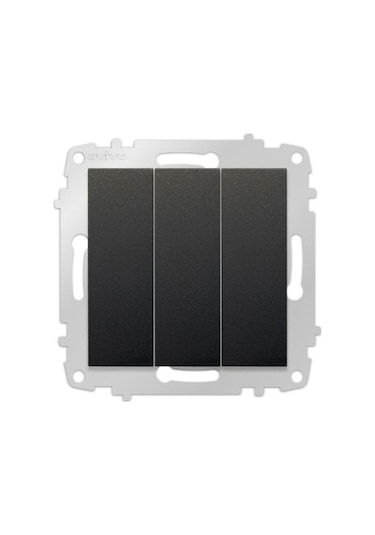 5 Adet Grano Metalik Siyah Üçlü Anahtar Çerçevesiz Paket/set