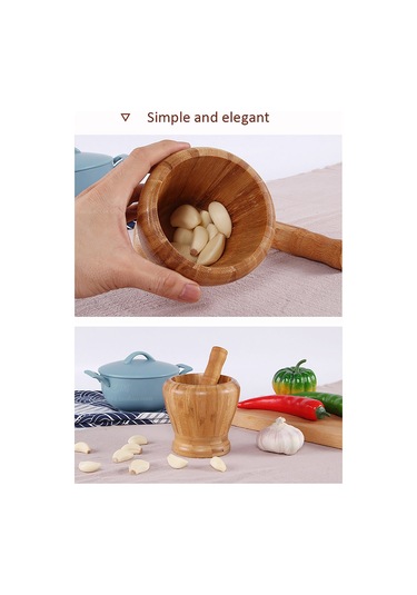 Monyee Büyük Boy Doğal Bambu Sarımsak Defteri - Evcil Pestle Ve Mortar Seti, Sağlıklı Zarf Sökme Aracı, Çok Amaçlı Ev Aletleri Bambu