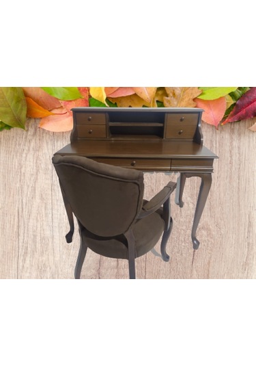 Bengimobilya Çalışma Masa-Berjer Sandalye Kelebek Model Parlak Ceviz Boya Kete Ceviz