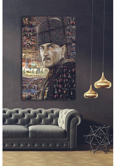 Mustafa Kemal Atatürk Resimlerinden Oluşturulmuş Cam Tablo