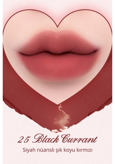 Dasique Kalp Tasarımlı Yoğun Pigmentli Köpük Yapılı Kadife Bitiş Sunan Ruj Souffle Color Pot 25 Black Currant 25 Black Currant