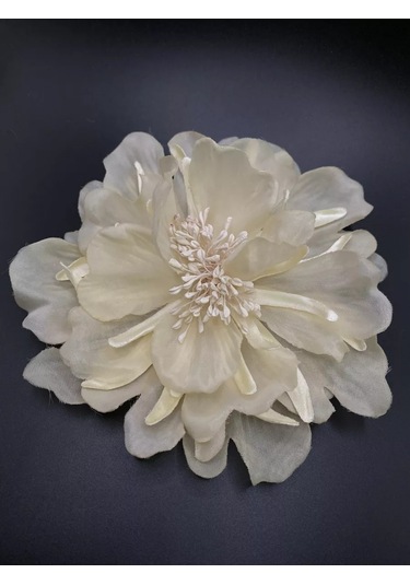 Amely Rid Kumaştan Büyük Çiçek Fiyonk Broş Tokalı 236336079 Bej