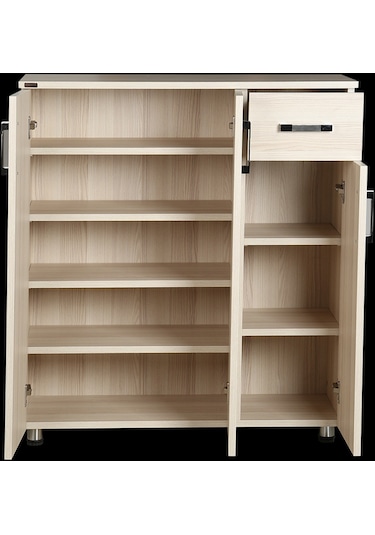 Ayakkabılık Beyaz Çok Amaç Model Parlak Akçaağaç Hard suntalem Demonte 5raf 1çekmece El Yapım Açık Kahverengi