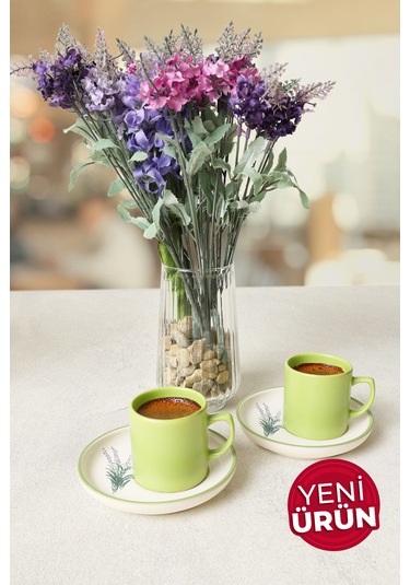 Elegant Blossoms Yeşil Kahve Takımı 4 Parça 2 Kişilik 21788