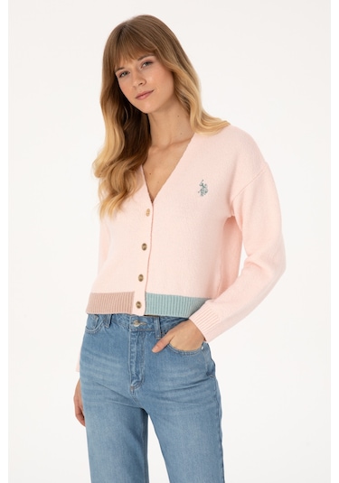 U.s. Polo Assn. Kadın Pudra Hırka Triko 50314717-vr042 Pudra