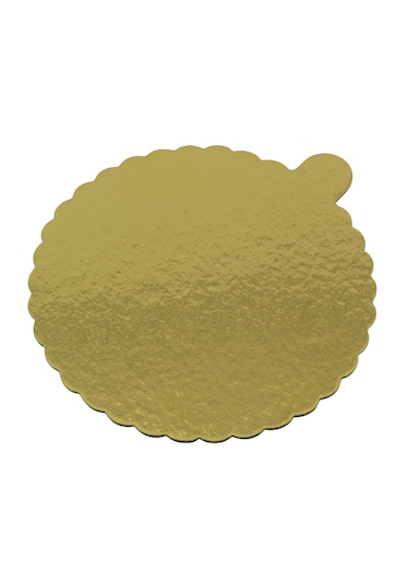 5 Adet Kulplu Sarı Yuvarlak Kalın Ekstra Dayanıklı Karton Pasta Altlığı 15 Cm Altın