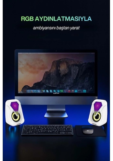 Sprange Sr-pn785 2.0 Rgb Işıklı Multimedia 5v 3w 2 Gaming Oyuncu Speaker -beyaz