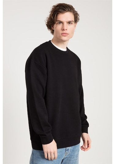 Jahr Marc Asit Yıkamalı Siyah Oversize Erkek Sweatshirt Siyah