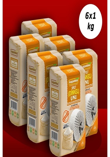 Kappadokia Kızıl Buğday, Spelt Dinkel Unu 6 Adet X 1kg Eko Paket