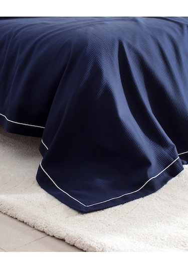 Caline King Size %100 Pamuk Pikeli Nevresim Takımı - Beyaz/lacivert 8684427124802 Çok Renkli