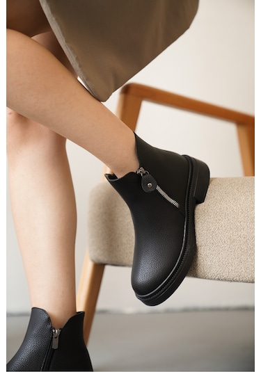 D0899 Soğuk Geçirmez Kışlık Kadın Bot & Bootie Siyah