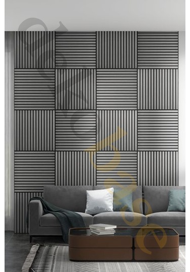 Açık Gri 40x40 Cm Yeni Nesil Akustik Ahşap Duvar Paneli