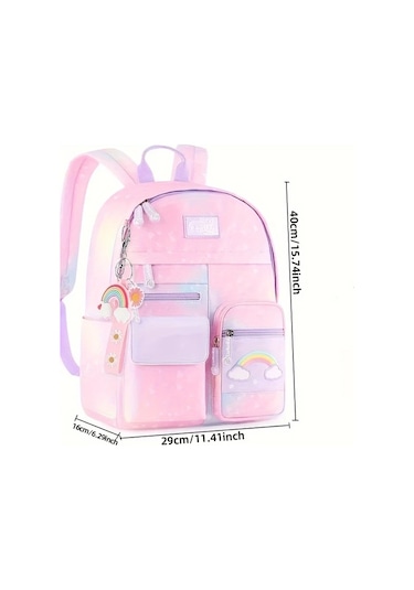 Honeybeeshop 1 Adet Moda Naylon Gradyan Omurga Koruma Sırt Çantası Pembe Küçük Pembe