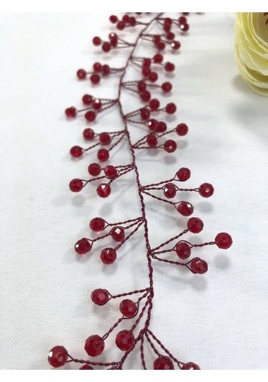 FdayAksesuar Kırmızı Kristalli Saç Ve Türban Aksesuarı FRDY31430