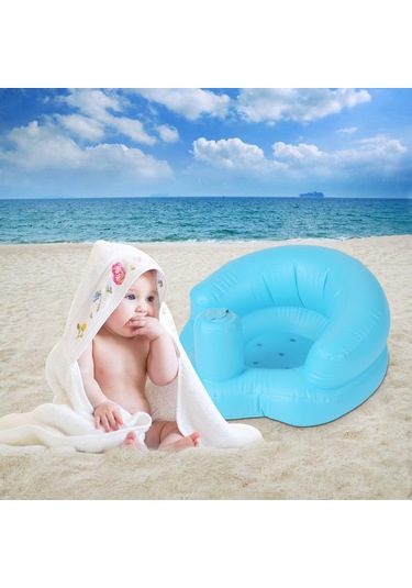 Wezone Bebek Oturma Eğitimi Koltuğu - Havlu Gerektirmeyen Pvc Yatak/banyo/plaj Koltuğu Mavi 5 Ay-2 Yaş