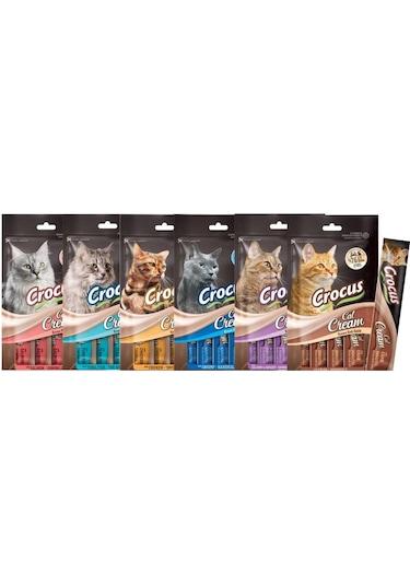Crocus 6 Çeşit Karışık Krema Kedi Ödülü 4x15gr 6 Paket