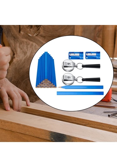 Suntek Marangoz Seti İnşaat Taslaklığı Için Dıy Düz 20-adet-mavi-kalem