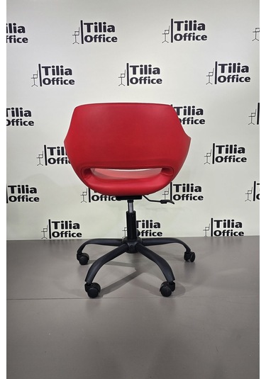 Monaco Çalışma Kesim Koltuğu Yonca Tekerlekli Siyah Ayak Kırmızı