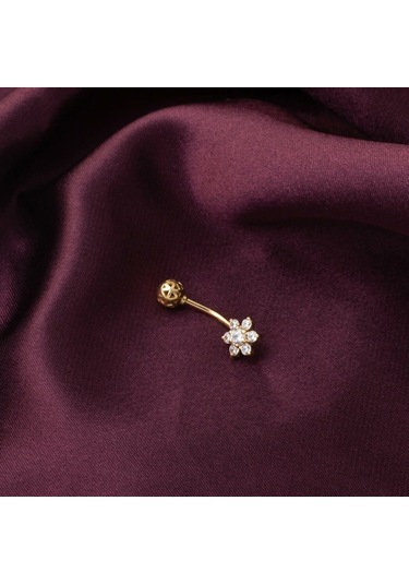 Bilezikci Papatya Model 14 Ayar Altın Göbek Piercing Vaad33056 Sarı