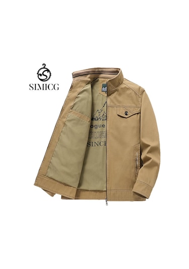 Sımıcg Sonbahar Erkek Ceket Büyük Beden Pamuklu Ceket Haki
