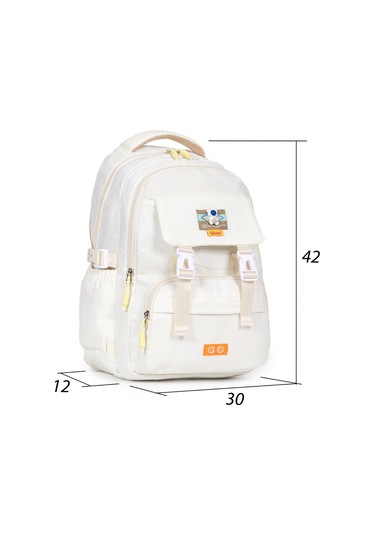 Krinkıl Kumaş, Suya Dayanıklı Ve Çok Gözlü Okul Sırt Çantası - Sarı Sarı
