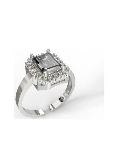 925 Ayar Zirkon Taşlı Rodyum Ayarlanabilir Baget Gümüş Yüzük 10-20