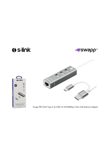 S-Link Swapp Sw-U222 Type-C  Usb 2.0 10-100Mbps