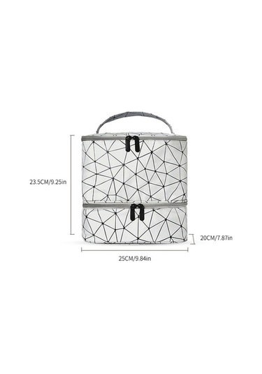 Novahub Çift Katmanlı Yükseltilmiş Kozmetik Çantası, Pratik Taşınabilir Alet Çantası Yeşil