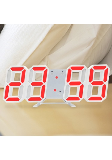 Teltree Beyaz Vücut Turuncu Işıklı Akıllı Alarm Saat - 3d Dijital Takvim, Sıcaklık Gösterici, Led Ekran, Duvar/masa Üstü Kullanıma Uygun ÇOk Renkli