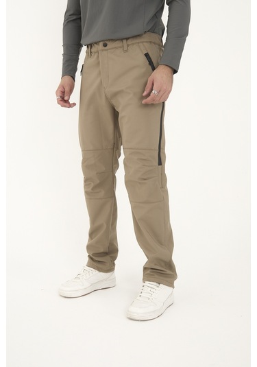 Camp Scoutland Camp595 Outdoor Tactical Softshell Su Ve Rüzgara Dayanıklı İçi Polarlı Kışlık Erkek Taktik Pantolon Bej Bej