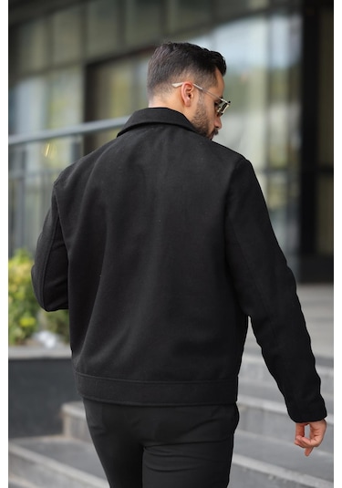 Claassics Men Erkek Oversize Kısa Kaşe Kaban Ceket - 7435 Siyah