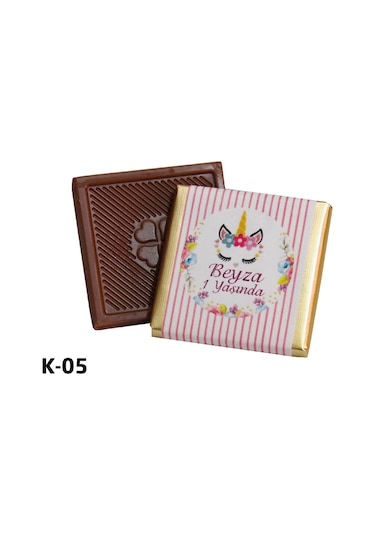 Melodi Çikolata İsme Özel Pembe Kız Çikolatası 48 Adet