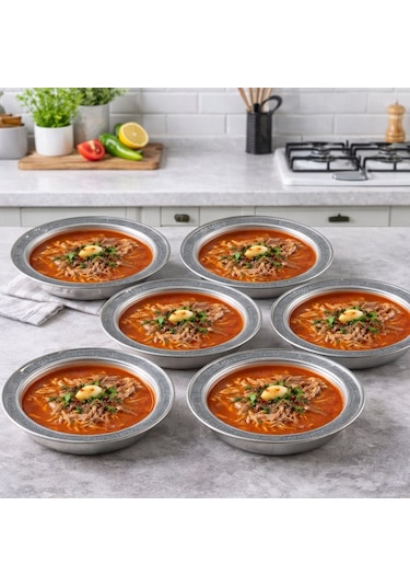 Dmt Copper 18 Cm Krom Çelik Beyran Ve Yemek Tabağı 430 Kalite Paslanmaz Servis Tabağı Gri