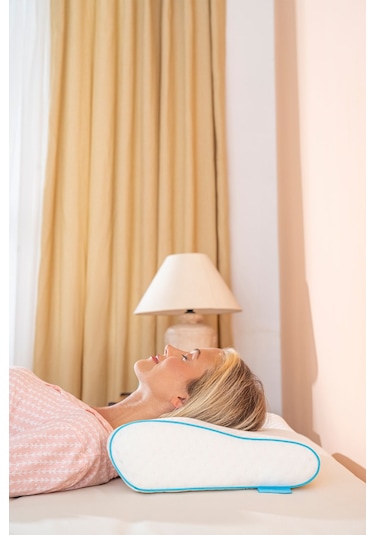 Visco Boyun Ağrısı Engelleyici Ortopedik Visko Yastık 56 34 10,5 Cm Beyaz