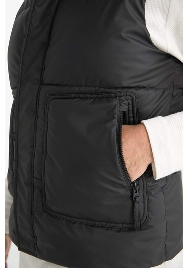 Defacto Regular Fit Dik Yaka Fermuarlı Şişme Yelek C5818ax25aubk27 Siyah