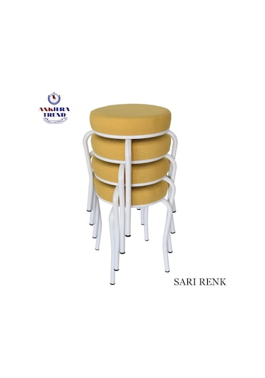 Tabure (Beyaz Ayaklı) (4 Adet) - Mutfak Balkon Taburesi