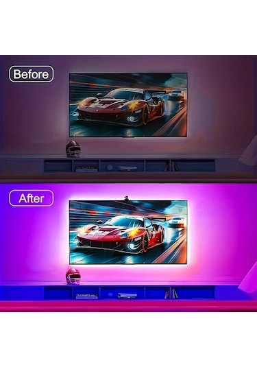 Honeybeeshop Eıssloly Rgbıc Led Tv Arka Aydınlatma Şeridi 5m 16 4ft Ar Sensörlü Uygulama Müzik Uyumlu Usb Güçlü 35 80 İnç Tv Monitör Oyun Yatak Oturma Odası