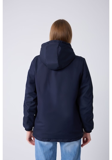 Montland Kadın Lacivert İçi Kürklü Su Ve Rüzgar Geçirmez Kapüşonlu Kışlık Mont Lacivert