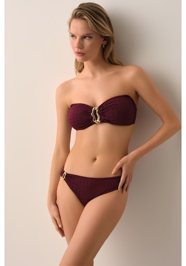 Suwen Noir W Aksesuar Detaylı Bikini Alt Sb2669012831283 Vişne